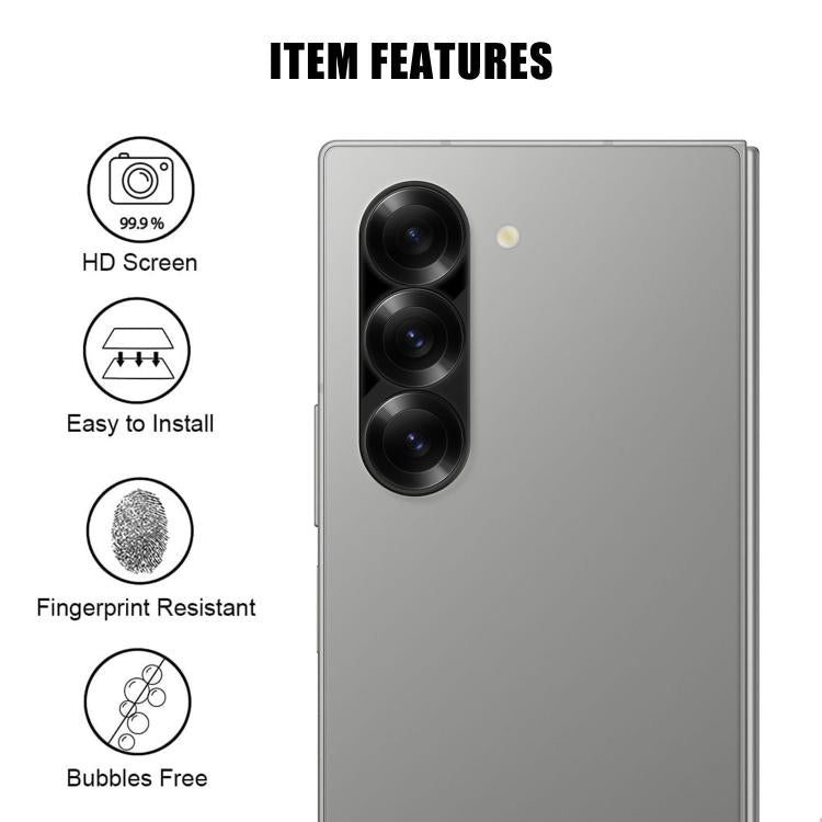 For Samsung Galaxy Z Fold6 Kalebol Silk-Screened HD Anti-Fingerprint AR Integrated Camera Lens Tempered Glass Film