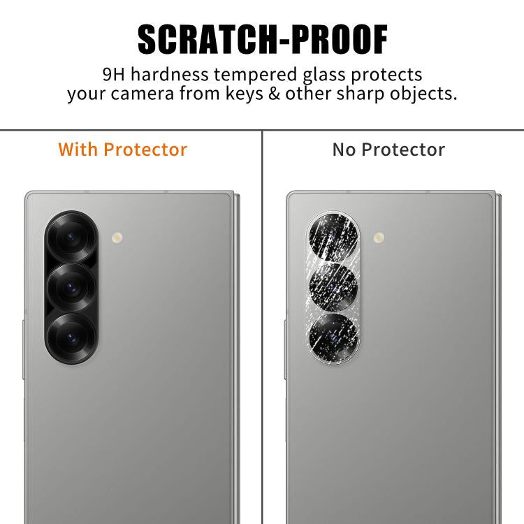 For Samsung Galaxy Z Fold6 Kalebol Silk-Screened HD Anti-Fingerprint AR Integrated Camera Lens Tempered Glass Film