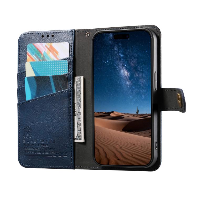 For Samsung Galaxy A16 Splicing Zipper Wallet Vegan Leather Phone Case with Strap