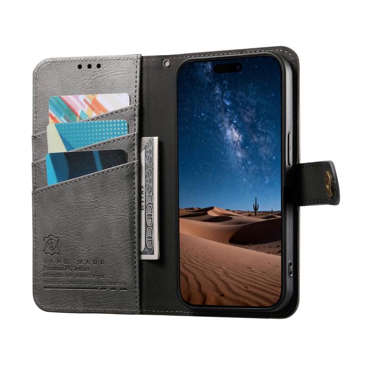 For Samsung Galaxy A13 Splicing Zipper Wallet Vegan Leather Phone Case with Strap