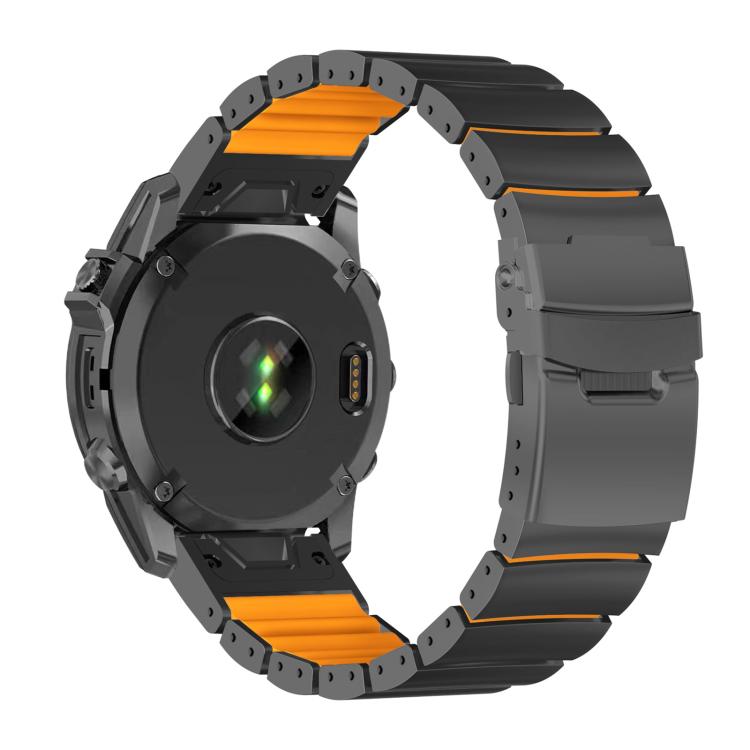 For Garmin 22mm Safety Buckle Single Bead Silicone Titanium Alloy Watch Band