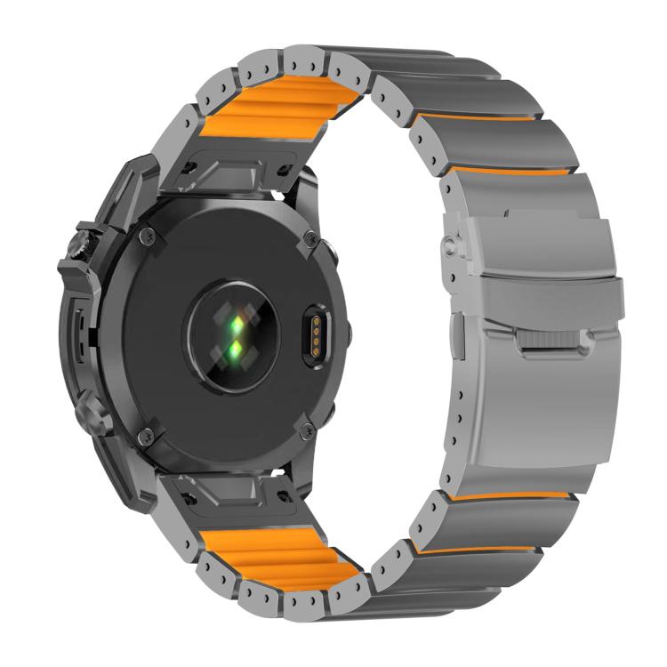 For Garmin 22mm Safety Buckle Single Bead Silicone Titanium Alloy Watch Band