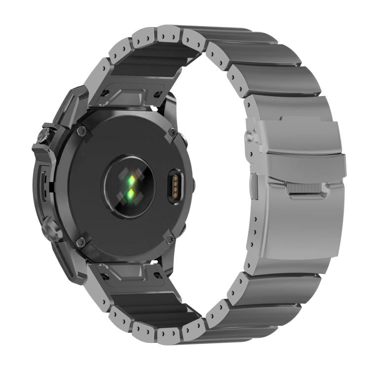For Garmin 22mm Safety Buckle Single Bead Silicone Titanium Alloy Watch Band