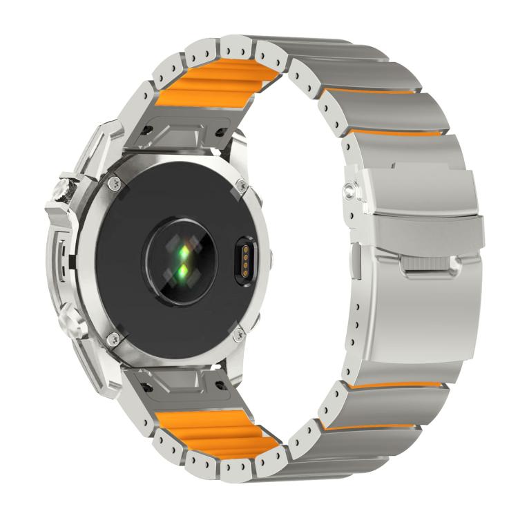 For Garmin 22mm Safety Buckle Single Bead Silicone Titanium Alloy Watch Band