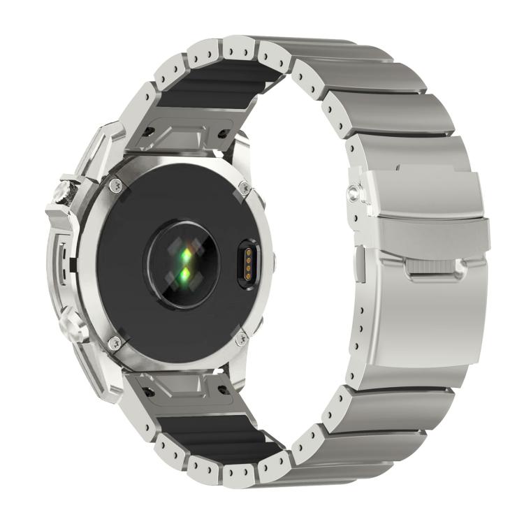For Garmin 22mm Safety Buckle Single Bead Silicone Titanium Alloy Watch Band