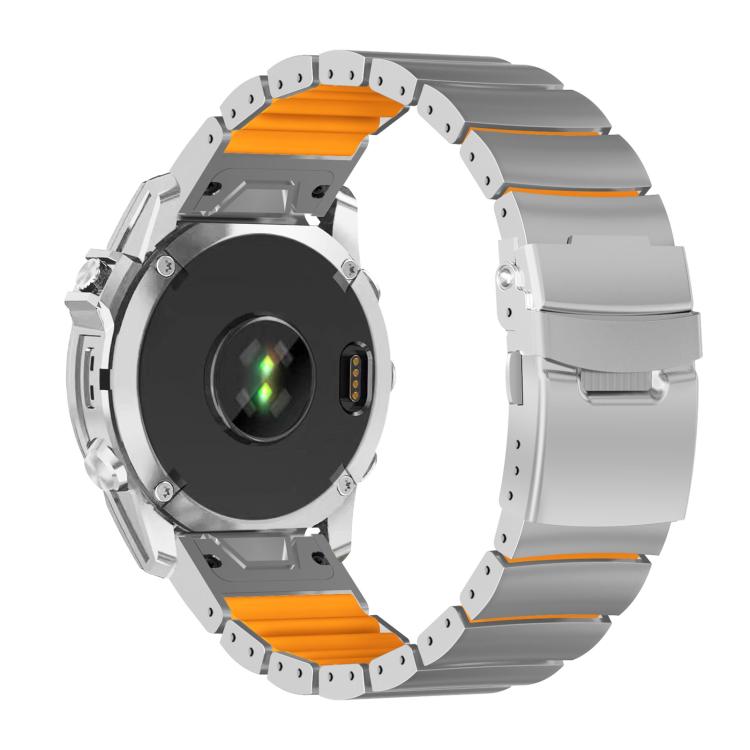 For Garmin 22mm Safety Buckle Single Bead Silicone Titanium Alloy Watch Band