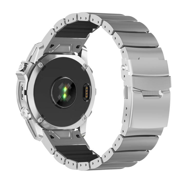 For Garmin 22mm Safety Buckle Single Bead Silicone Titanium Alloy Watch Band