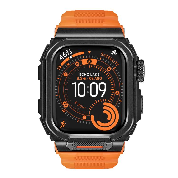 For Apple Watch Series 11 / 10 46mm Vibrant Zinc Alloy Cover Integrated Silicone Watch Band