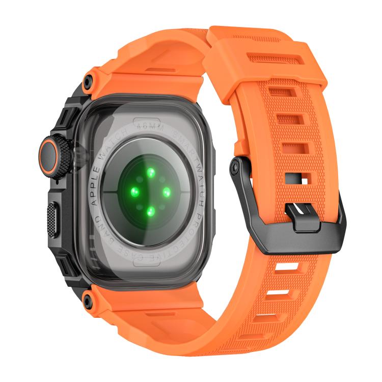 For Apple Watch Series 11 / 10 46mm Vibrant Zinc Alloy Cover Integrated Silicone Watch Band