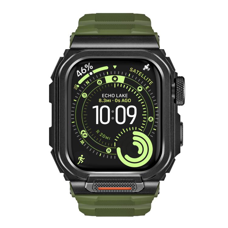 For Apple Watch Series 11 / 10 46mm Vibrant Zinc Alloy Cover Integrated Silicone Watch Band