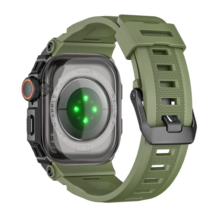 For Apple Watch Series 11 / 10 46mm Vibrant Zinc Alloy Cover Integrated Silicone Watch Band
