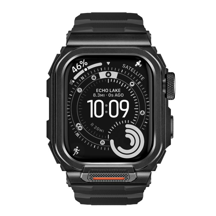 For Apple Watch Series 11 / 10 46mm Vibrant Zinc Alloy Cover Integrated Silicone Watch Band