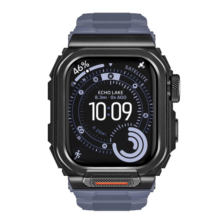 For Apple Watch Series 11 / 10 46mm Vibrant Zinc Alloy Cover Integrated Silicone Watch Band