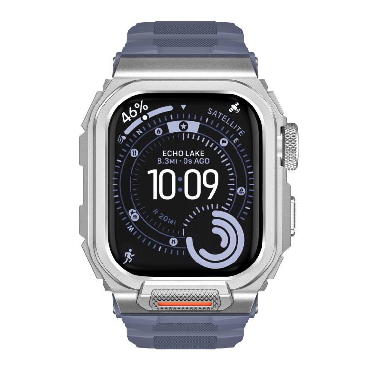 For Apple Watch Series 11 / 10 46mm Vibrant Zinc Alloy Cover Integrated Silicone Watch Band