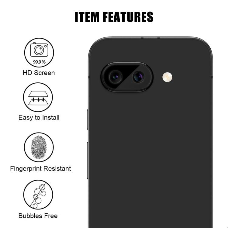 For Google Pixel 9a Kalebol Silk-Screened HD Anti-Fingerprint AR Integrated Camera Lens Tempered Glass Film