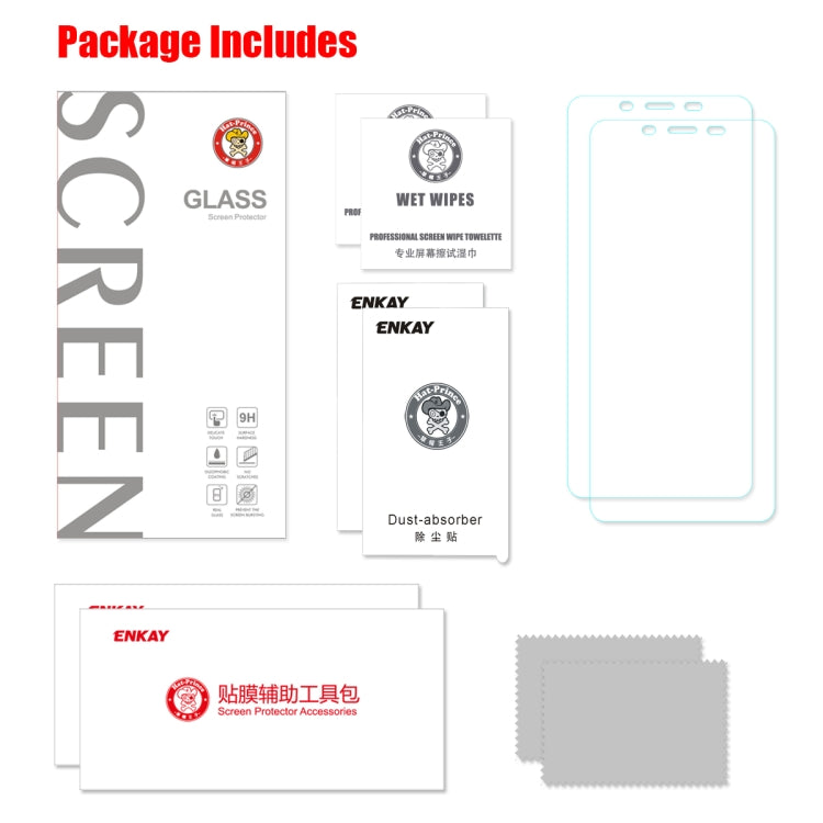 2 PCS ENKAY Hat-prince 0.26mm 9H 2.5D Curved Edge Tempered Glass Film for XIAOMI REDMI 7A