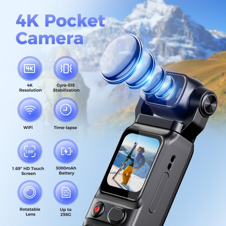 L18 Outdoor Recording Gyroscope Stabilization Camera 1.69 Inch Touch Screen 4K Wireless Action Camera