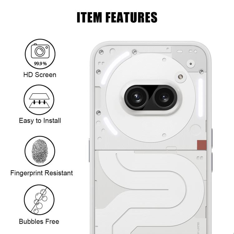 For Nothing Phone 2a Kalebol Silk-Screened HD Anti-Fingerprint AR Integrated Camera Lens Tempered Glass Film