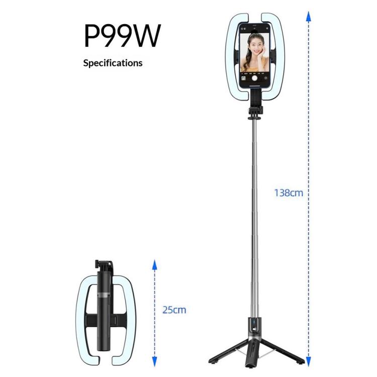 P99W For Live Streaming Selfie Stick Ring Light Phone Tripod Stand Remote Control Beauty Fill Light