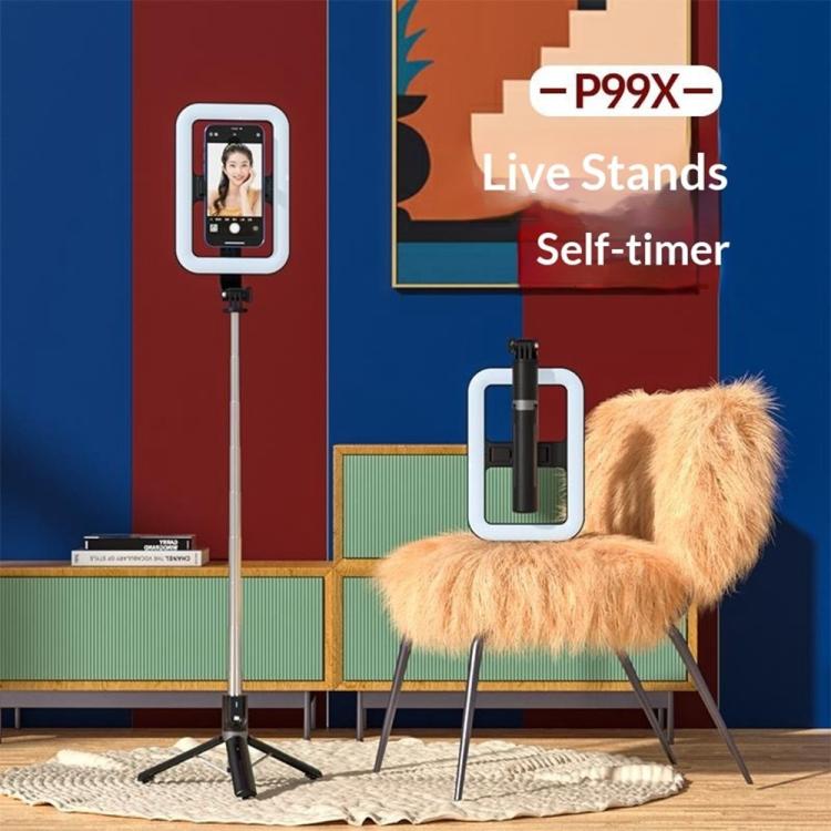 P99X For Live Streaming / Photography Tripod Ring Light 360-Degree Rotating 8 inch Square Lamp