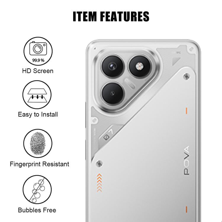 For Tecno Pova 7 4G Kalebol Transparent HD Anti-Fingerprint AR Integrated Camera Lens Tempered Glass Film