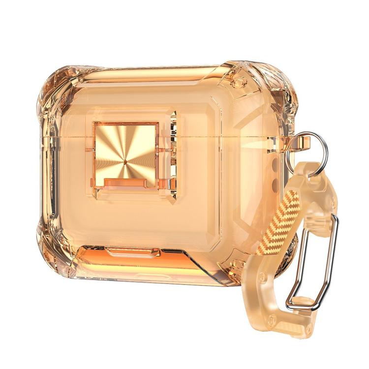 For AirPods Pro 3 Transparent Snap Lock Shockproof TPU Earphone Cover with Carabiner