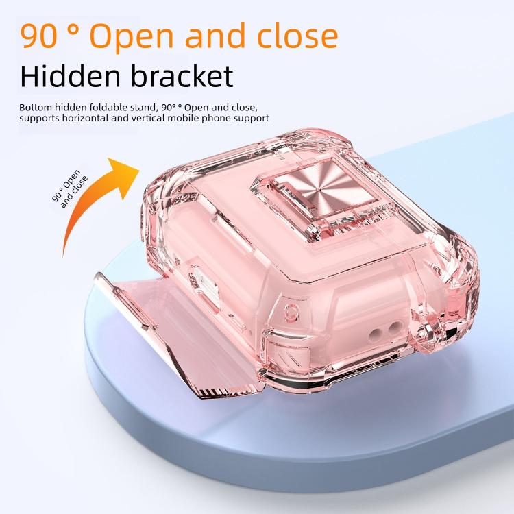 For AirPods Pro 3 Transparent Snap Lock Shockproof TPU Earphone Cover with Carabiner
