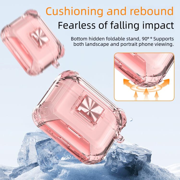 For AirPods Pro 3 Transparent Snap Lock Shockproof TPU Earphone Cover with Carabiner