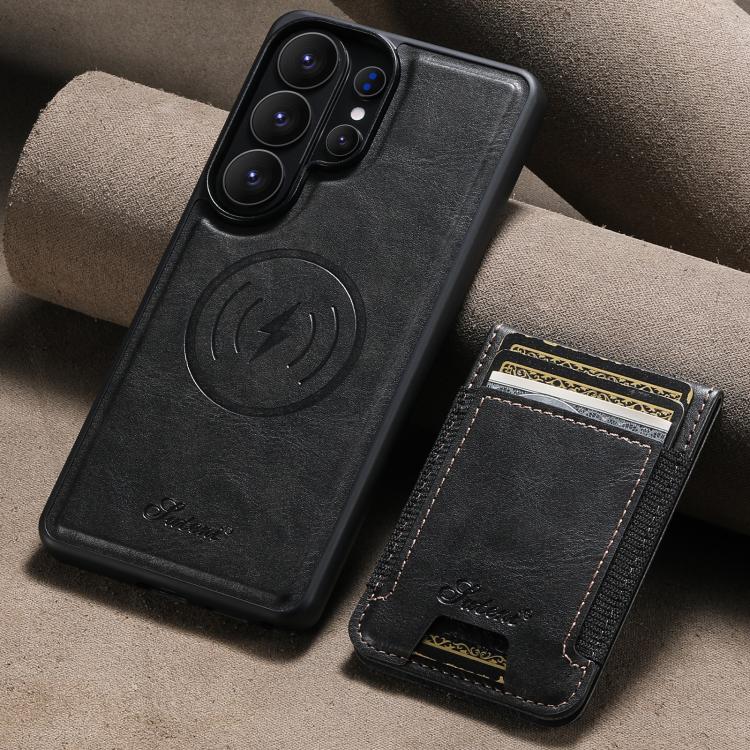 For Samsung Galaxy S26+ 5G Suteni H17 Oil Eax Leather MagSafe Detachable Wallet Phone Case