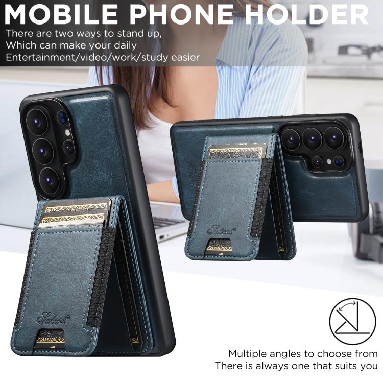 For Samsung Galaxy S26+ 5G Suteni H17 Oil Eax Leather MagSafe Detachable Wallet Phone Case