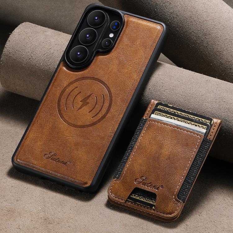 For Samsung Galaxy S26 Ultra 5G Suteni H17 Oil Eax Leather MagSafe Detachable Wallet Phone Case