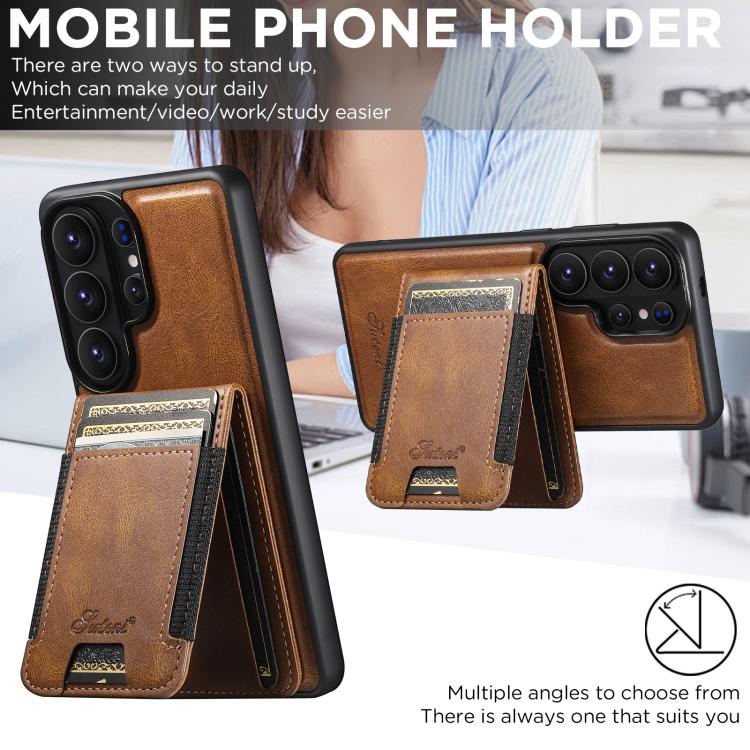 For Samsung Galaxy S26 Ultra 5G Suteni H17 Oil Eax Leather MagSafe Detachable Wallet Phone Case