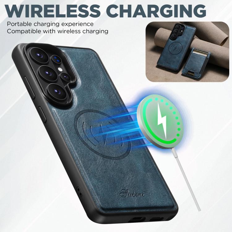 For Samsung Galaxy S26 Ultra 5G Suteni H17 Oil Eax Leather MagSafe Detachable Wallet Phone Case