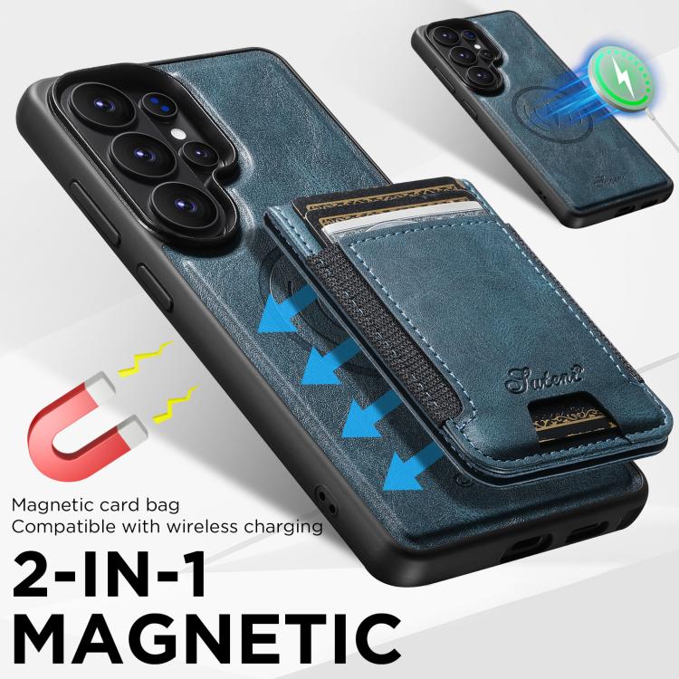 For Samsung Galaxy S26 Ultra 5G Suteni H17 Oil Eax Leather MagSafe Detachable Wallet Phone Case