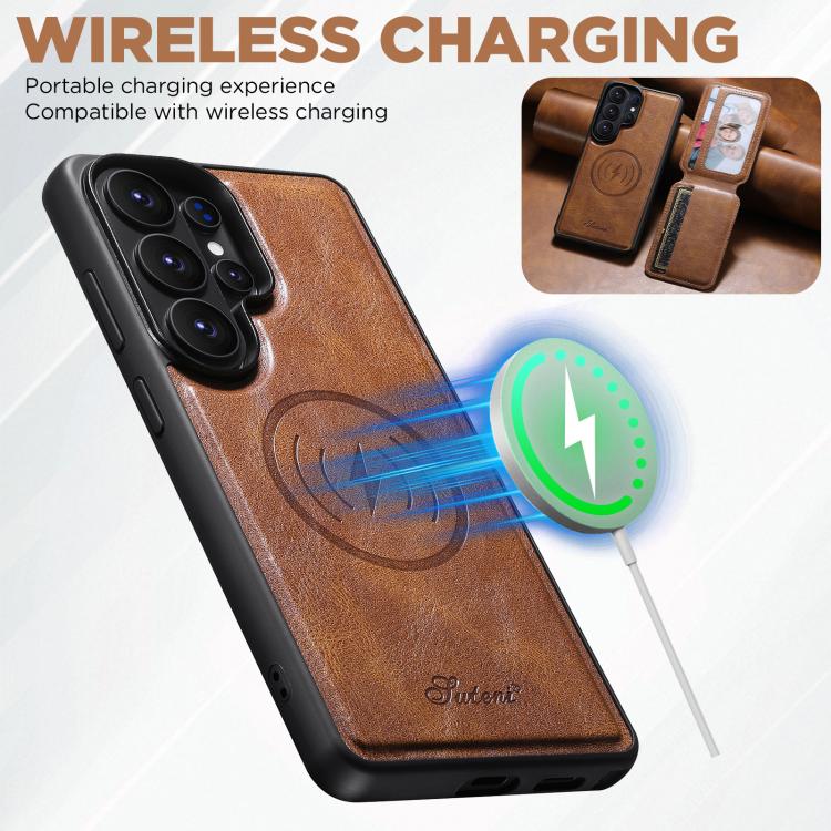 For Samsung Galaxy S26+ 5G Suteni H15  Oil Eax Leather Detachable Wallet Back Phone Case