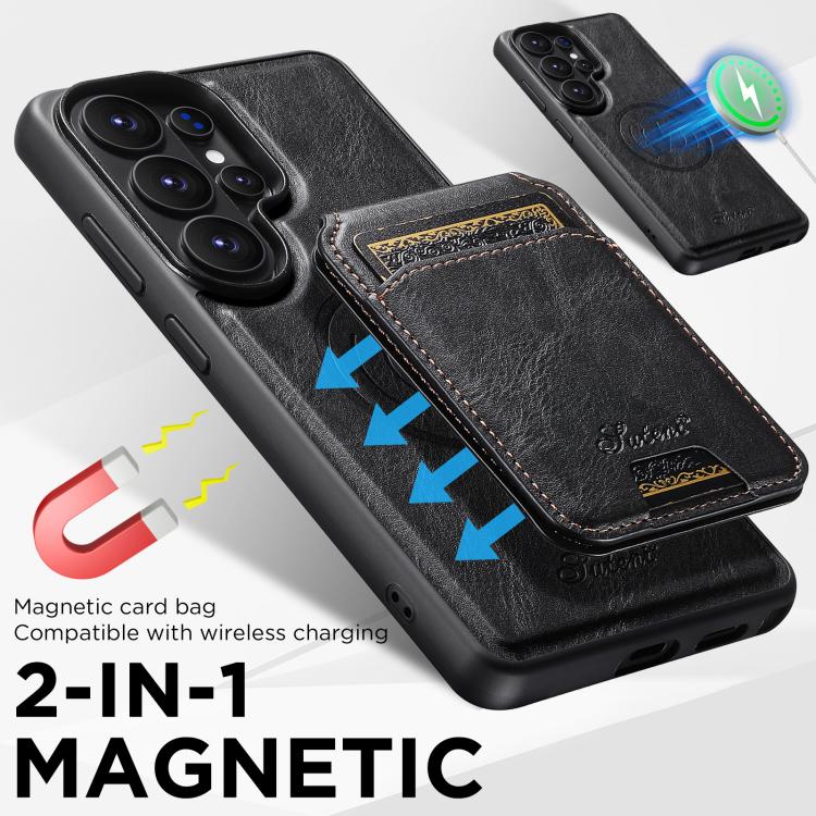 For Samsung Galaxy S26 Ultra 5G Suteni H15  Oil Eax Leather Detachable Wallet Back Phone Case