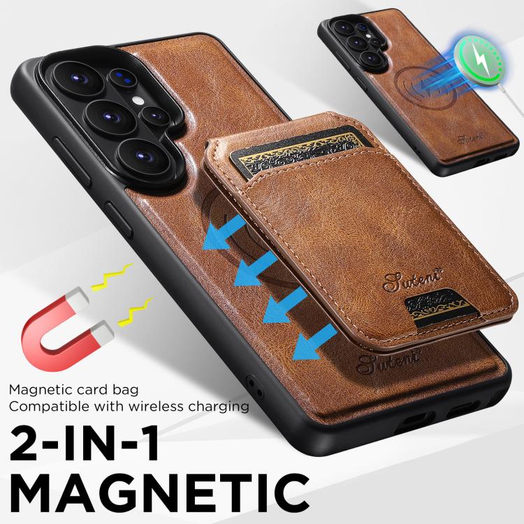 For Samsung Galaxy S26 Ultra 5G Suteni H15  Oil Eax Leather Detachable Wallet Back Phone Case