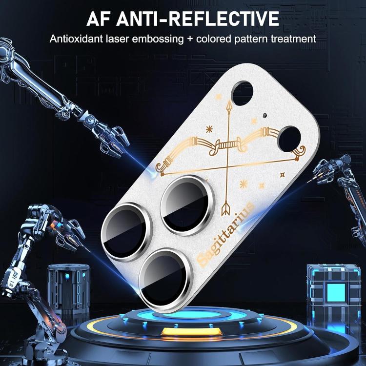 For iPhone 17 Pro Max Twelve Constellations Armor Integrated Full-Coverage Frosted Metal Camera Lens Film, Zodiac:Taurus