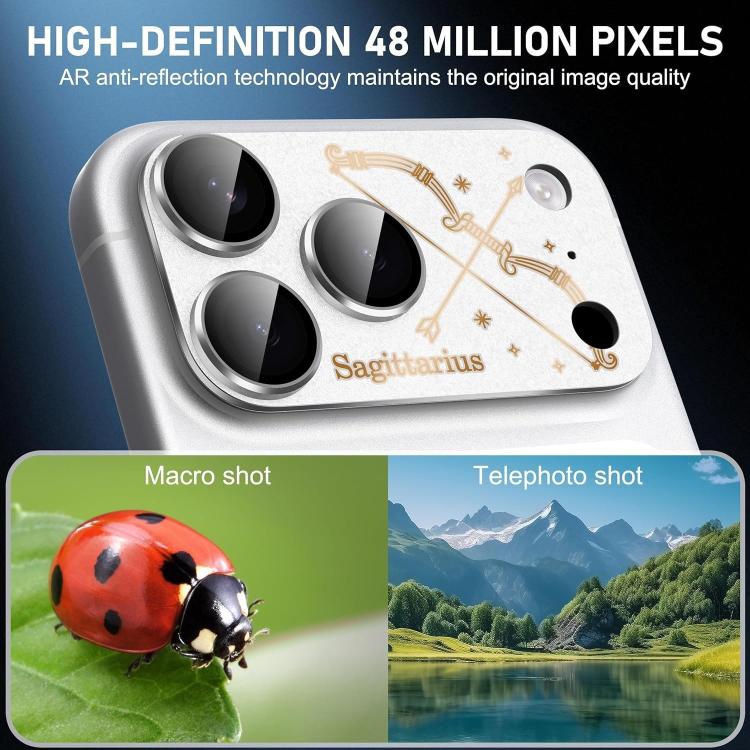 For iPhone 17 Pro Max Twelve Constellations Armor Integrated Full-Coverage Frosted Metal Camera Lens Film, Zodiac:Taurus