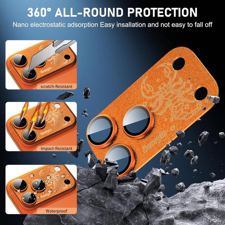 For iPhone 17 Pro Max Twelve Constellations Armor Integrated Full-Coverage Frosted Metal Camera Lens Film, Zodiac:Taurus