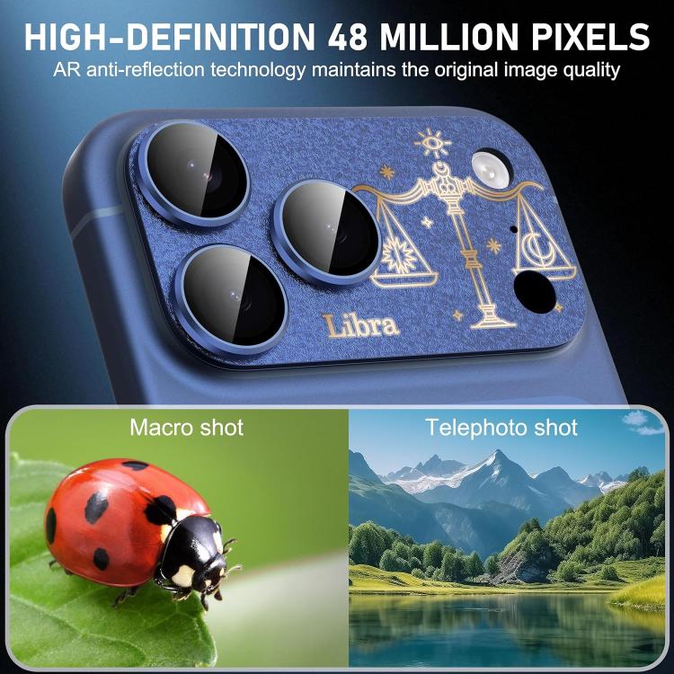 For iPhone 17 Pro Twelve Constellations Armor Integrated Full-Coverage Frosted Metal Camera Lens Film, Zodiac:Virgo