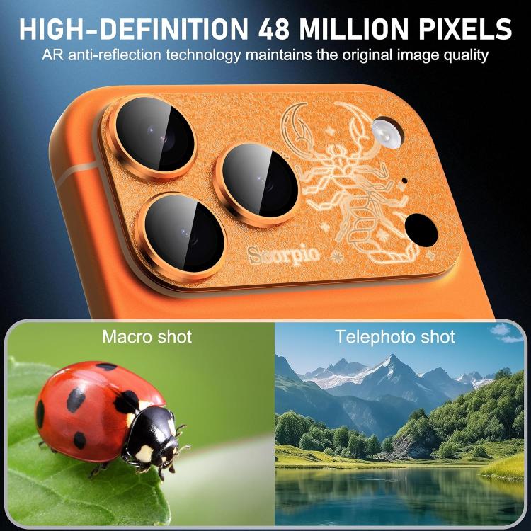 For iPhone 17 Pro Twelve Constellations Armor Integrated Full-Coverage Frosted Metal Camera Lens Film, Zodiac:Taurus