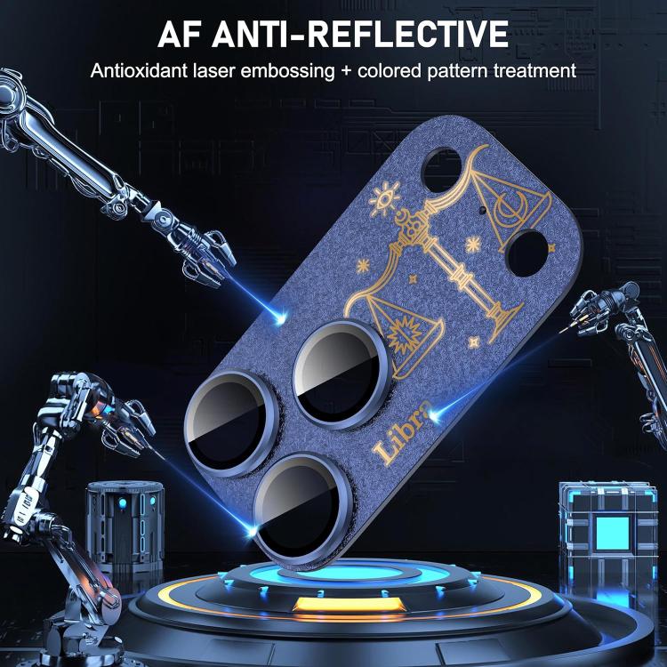 For iPhone 17 Pro Twelve Constellations Armor Integrated Full-Coverage Frosted Metal Camera Lens Film, Zodiac:Libra