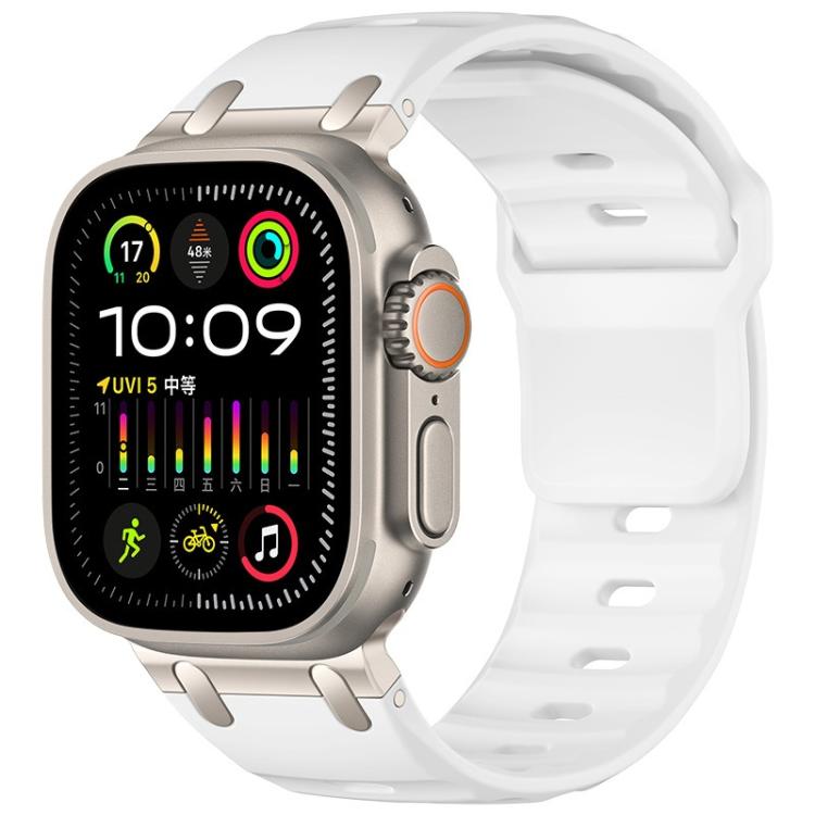 For Apple Watch 49mm / 46mm / 45mm / 44mm Customised Step-Style Solid Colour Silicone Watch Band