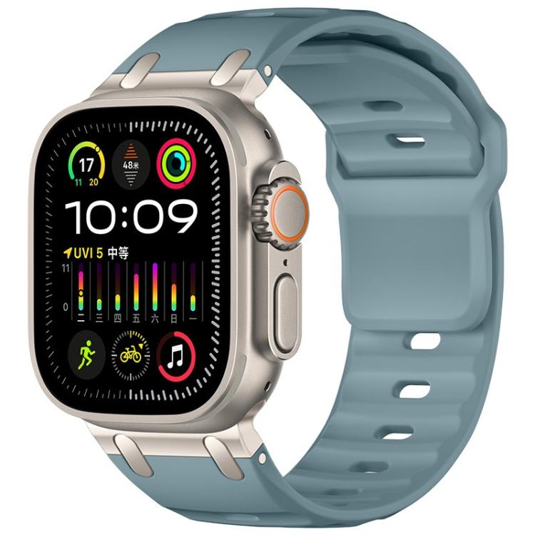 For Apple Watch 49mm / 46mm / 45mm / 44mm Customised Step-Style Solid Colour Silicone Watch Band