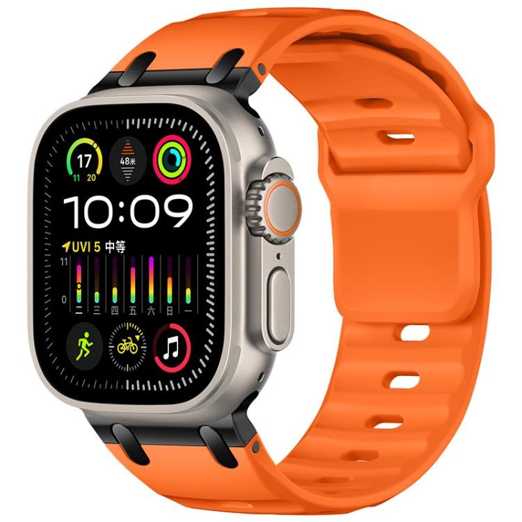 For Apple Watch 49mm / 46mm / 45mm / 44mm Customised Step-Style Solid Colour Silicone Watch Band