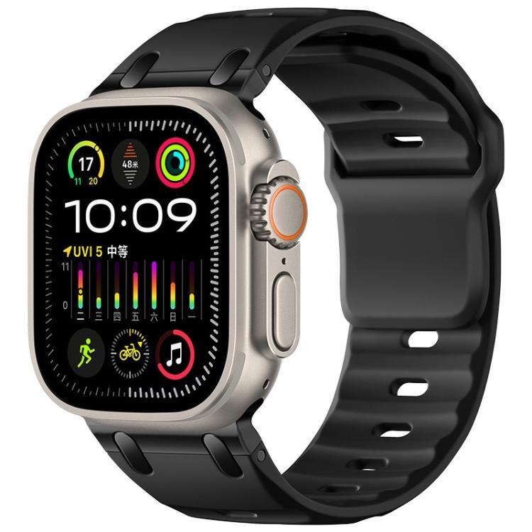 For Apple Watch 49mm / 46mm / 45mm / 44mm Customised Step-Style Solid Colour Silicone Watch Band