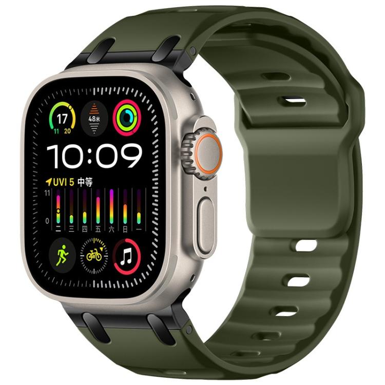 For Apple Watch 49mm / 46mm / 45mm / 44mm Customised Step-Style Solid Colour Silicone Watch Band