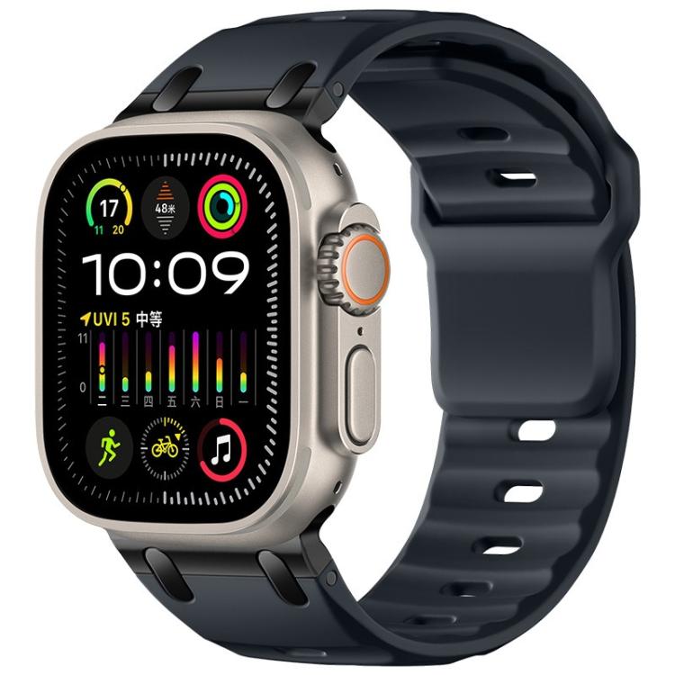 For Apple Watch 49mm / 46mm / 45mm / 44mm Customised Step-Style Solid Colour Silicone Watch Band