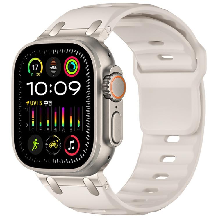 For Apple Watch 49mm / 46mm / 45mm / 44mm Customised Step-Style Solid Colour Silicone Watch Band